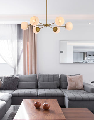 Briggs 36 inch pendant in brass with white shade