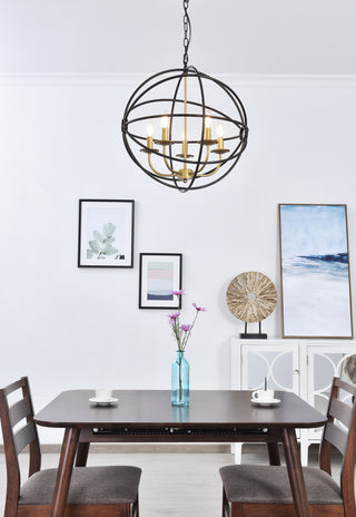 Octavia 5 light Brass and Dark Brown Pendant