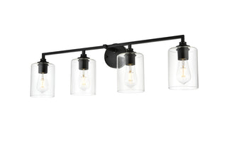 Mayson 4 light Black and Clear Bath Sconce