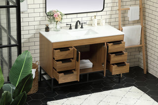 48 inch Single bathroom vanity in walnut brown