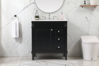 32 inch Single bathroom vanity in black with backsplash