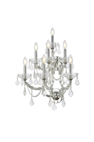 Maria Theresa 7 light Chrome Wall Sconce Golden Teak (Smoky) Royal Cut Crystal