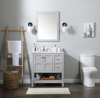 32 inch Single bathroom vanity in grey with backsplash
