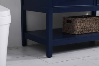 42 inch Single bathroom vanity in blue with backsplash