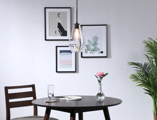 Gene 1 light Black and Clear glass pendant