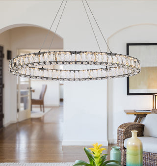 Monroe 36 inch LED oval Single pendant in black