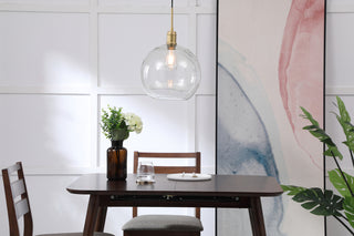 Emett 1 light Brass and Clear glass pendant