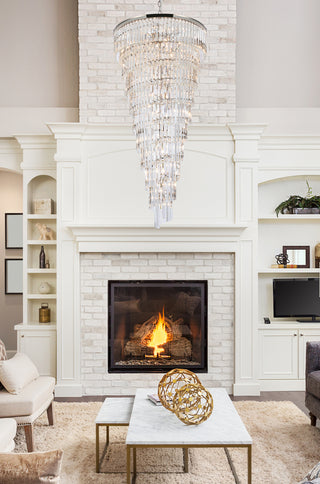Sydney 36.5 inch spiral crystal chandelier in polished nickel