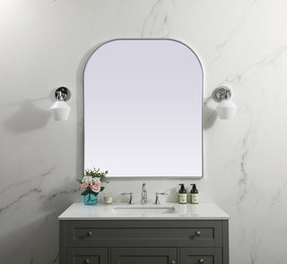Metal Frame Arch Mirror 36x42 Inch in Silver