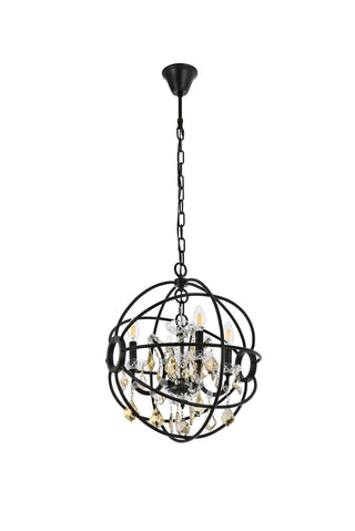 Geneva 4 light Dark Bronze Pendant Golden Teak (Smoky) Royal Cut crystal