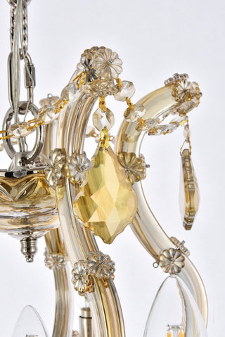 Maria Theresa 6 light Golden Teak Pendant Golden Teak (Smoky) Royal Cut Crystal