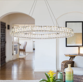 Monroe 36 inch LED oval Single pendant in chrome