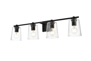 Kacey 4 light Black and Clear Bath Sconce