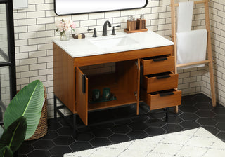 42 inch Single bathroom vanity in teak