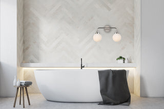 Hanson 2 lights bath sconce in polished nickel with frosted shade