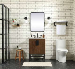 24 inch Single bathroom vanity in walnut