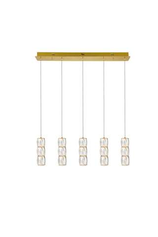 Polaris LED light gold Pendant Clear Royal Cut Crystal