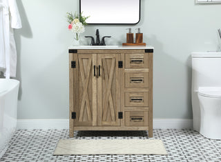 32 inch Single bathroom vanity in natural oak