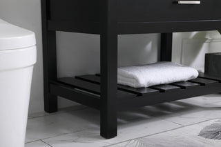 36 inch Single bathroom vanity in black with backsplash