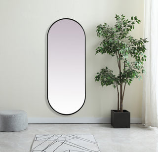 Metal Frame Oval Mirror 24x60 Inch in Black