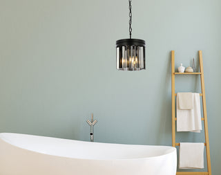 Sydney 3 light Matte Black Pendant Silver Shade (Grey) Royal Cut Crystal