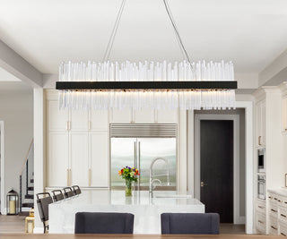 Dallas 48 inch rectangle crystal pendant in black