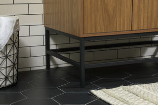 36 inch Single bathroom vanity in walnut brown with backsplash