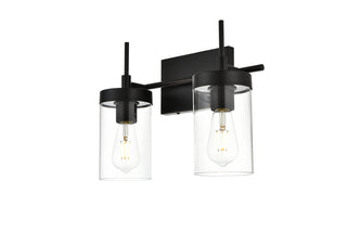 Benny 2 light Black and Clear Bath Sconce