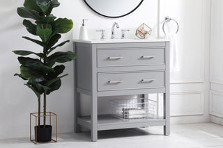 30 inch Single Bathroom Vanity in Grey with Backsplash