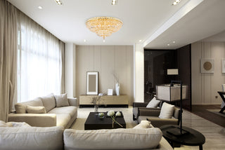 Tranquil 18 light Gold Flush Mount Clear Royal Cut Crystal
