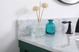 36 inch Single bathroom vanity in green with backsplash