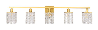 Phineas 5 light Brass and Clear Crystals wall sconce