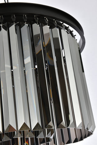 Sydney 6 light Matte Black Pendant Silver Shade (Grey) Royal Cut Crystal