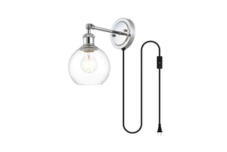 Wesson 1 light Chrome and Clear plug in wall sconce