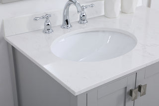 32 inch Single Bathroom Vanity in Gray with Backsplash