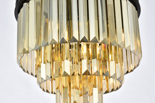 Sydney 9 light Matte Black Flush Mount Golden Teak (Smoky) Royal Cut Crystal