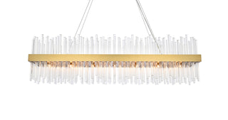 Dallas 48 inch rectangle crystal pendant in satin gold