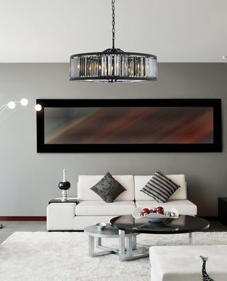 Chelsea 10 light Matte Black Chandelier Silver Shade (Grey) Royal Cut Crystal