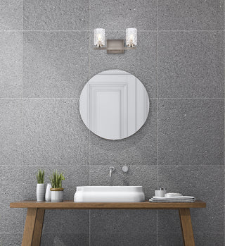 Cassie 2 lights bath sconce in satin nickel with clear shade