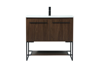 36 inch Single bathroom vanity in walnut