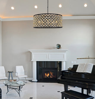 Madison 10 light Matte Black Chandelier Golden Teak (Smoky) Royal Cut Crystal