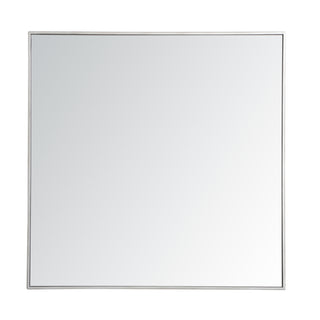 Metal frame square mirror 36 inch in silver