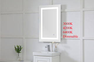 Helios 20in x 30in Hardwired LED mirror with touch sensor and color changing temperature 3000K/4200K/6400K