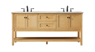 72 inch double bathroom vanity in natural wood