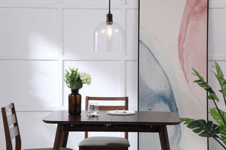 Gabe 1 light Black and Clear seeded glass pendant