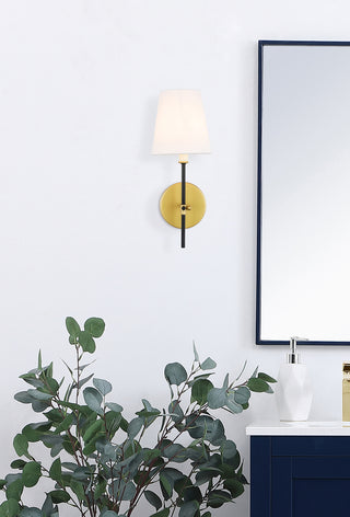 Mel 1 light Brass and Black and White shade wall sconce