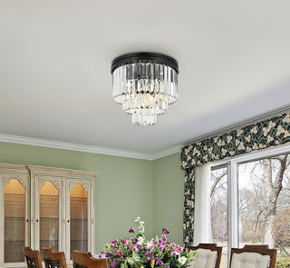 Sydney 9 light Matte Black Flush Mount Clear Royal Cut Crystal