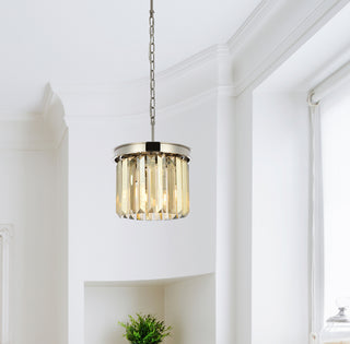 Sydney 3 light polished nickel Pendant Golden Teak (Smoky) Royal Cut Crystal