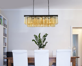 Sydney 12 light Matte Black Chandelier Golden Teak (Smoky) Royal Cut Crystal