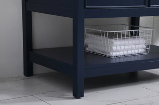 36 inch Single bathroom vanity in blue with backsplash